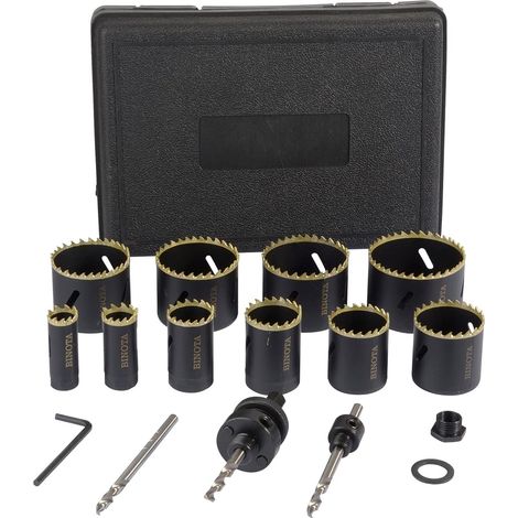 M42 Bi-Metal Hole Saw Kit 19-64 mm, for Metal, Wood, Plywood, PVC, Fiberboard, Plaster Plates, Set 19 22 29 35 38 44 51 54 57 64 mm (1/5)