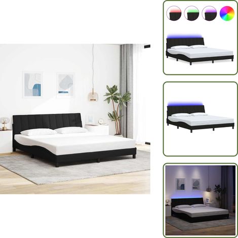Bettgestell ohne Matratze Schwarz 180x200 cm Stoff - Bettgestell - Bettgestelle - Bettrahmen - Bett (1/5)