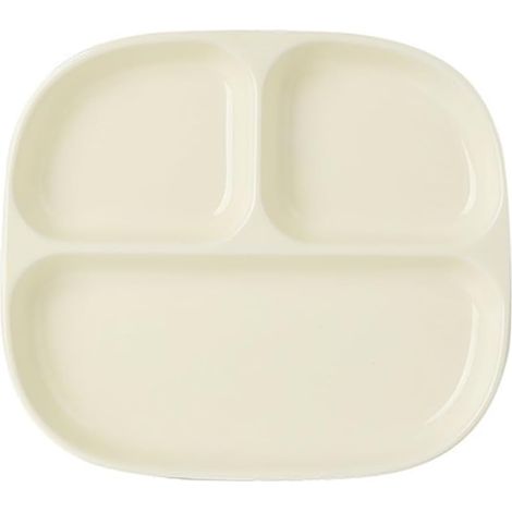 1 Assiette 3 Compartiments Porcelaine, Contrôle Portion Adulte, Résistant Chaleur, Pour Régime Salade Dessert