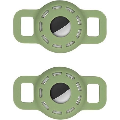 Étui en Silicone pour Collier pour Animaux de Compagnie avec Film Protecteur HD Haute Transparence, étui de Recherche GPS Portable réglable pour Collier de Chien Chat 2 pièces (2-Vert Matcha), Ensolei