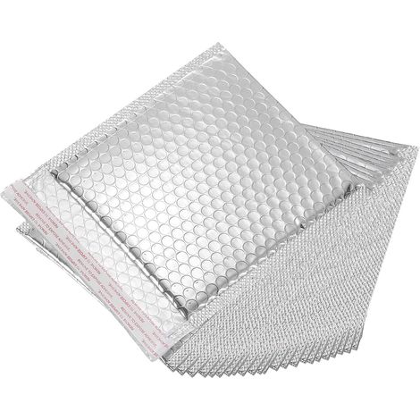 Thermal Bubble Mailer, 18 x 18 cm Silver Self Adhesive Bubble Mailers for Books, Food, Cosmetics, Pack of 25 (1/5)