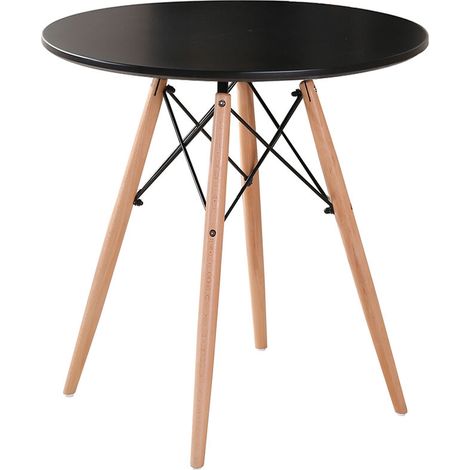 Table à manger \Table de Basse ronde scandinave scandinave pieds en bois 70 cm noir (1/5)