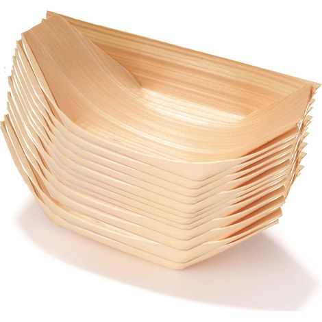 50 Coupelles en Bois, Design Bateau, Pin Naturel, Plateaux, Apéritifs Sushi Fêtes (1/5)