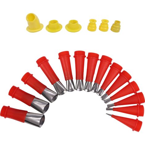 Lot de 20 embouts de calfeutrage réutilisables en acier inoxydable avec 6 bases de raccordement pour appliquer mastic salle de bain cuisine (1/5)