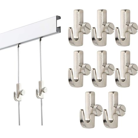 Lot de 10 Crochets Mini Argentés, Accessoires pour Cimaise et Rail de Tableau, Crochets à Visser Idéal pour Suspension d'Art et Tableaux (1/5)