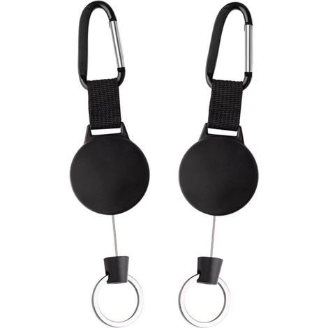 2 pièces porte-clés extensible porte-clés rétractable robuste avec câble en acier de 100 cm/39 pouces