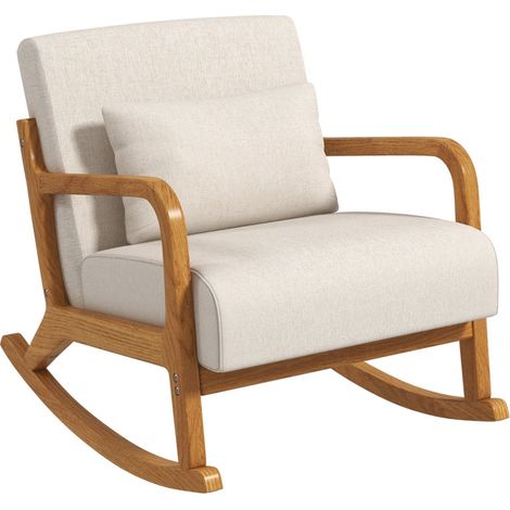 Fauteuil à bascule Marilena design rétro confort beige naturel (1/5)