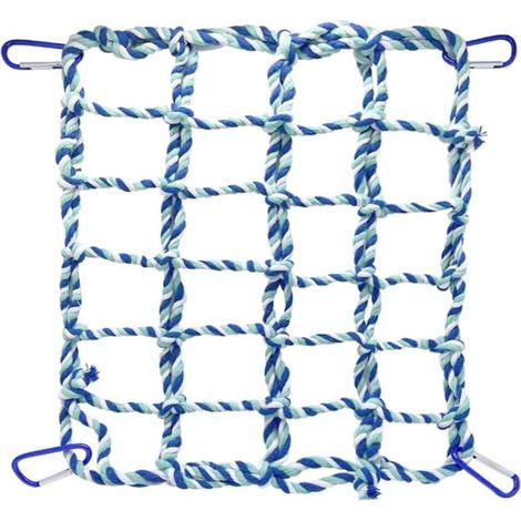 Perroquets Filet d'escalade Jouet,11x7,9'' Petit Animal Corde Filet,Jouet Suspendu Furet Jouet D'Activité avec 4 Crochets en Métal pour Rat Hamster Oiseau Furet Habitat Décor Jouer (1/5)