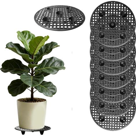 8 Pack Black Flower Pot Mats 12 Inch 30 cm Flower Pot Pads Mesh Flower Pot Pads Plastic Saucer Plant Pot Grid Bonsai Grid for Indoor Outdoor (1/5)