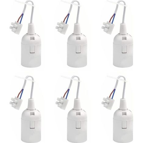 E27 Lamp Holder 2A 250V Construction Site Renovation Lamp Holder with Cable Pendant Lamp Holder for Incandescent and LED Bulbs (Max. 60W) - White (1/5)