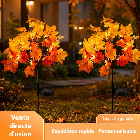 Lampe solaire de jardin décorative 20 LED feuilles d'érable lumière blanc chaud piquet extérieur 500 g – Livraison gratuite (1/5)