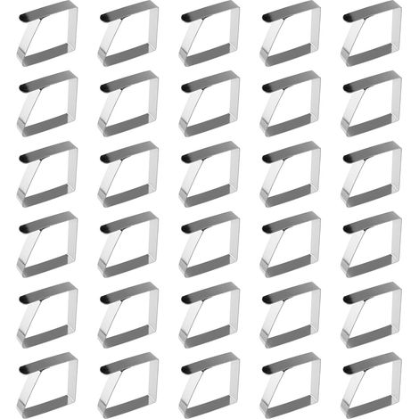 Lot de 30 Pinces à nappe, Acier inoxydable, 5 x 4 cm, Anti-glissant, Argenté, Pour jardin restaurant fête (1/5)