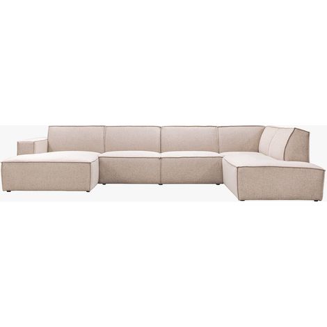 ELIA XL Canapé panoramique en tissu beige - Angle gauche (1/5)
