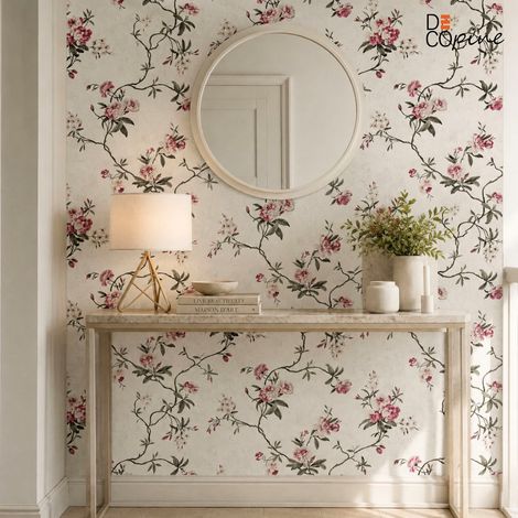 Papier Peint Intissé – Motif Floral Violet – 0,53 x 10m - Decopine (1/5)