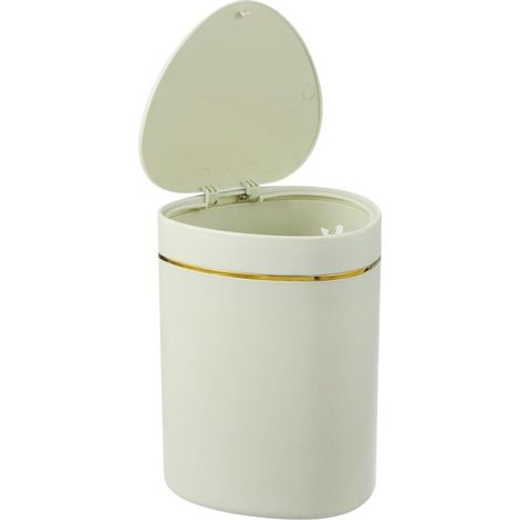 Minipapelera con tapa (de botón), 1,5 litros, apta para oficinas, baños, cocinas, salones y dormitorios, color verde. (1/5)