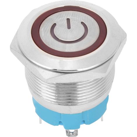 2 interrupteurs à bouton plat à réarmement automatique IP65 220 V CA 22 mm 4 broches avec voyant (rouge) (1/5)