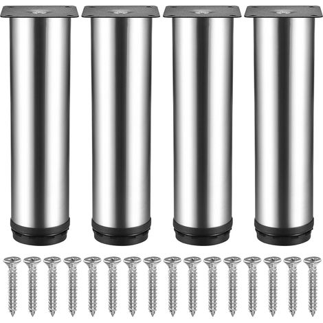 4Pcs -50X200MM Stainless Steel Furniture Legs, Metal Table Legs, Cabinet Support Feet, 10mm Height Adjustable Furniture Feet for Sofa Bed, Wardrobe, Worktop (1/5)
