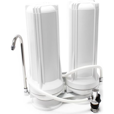Naturewater Filtro dell'acqua a 2 livelli TR202 con cartucce filtranti 254 mm, con rubinetto