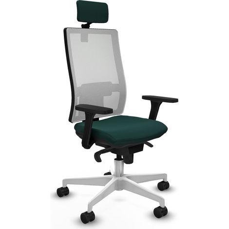Horna sincro malla blanca similpiel verde botella brazos 3D base blanca cabecero 2D ruedas 65mm nailon (1/5)