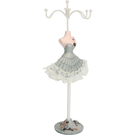 Présentoir à bijoux princesse en fer, vert pin, pour boucles d'oreilles et colliers. Modèle mannequin. (1/5)