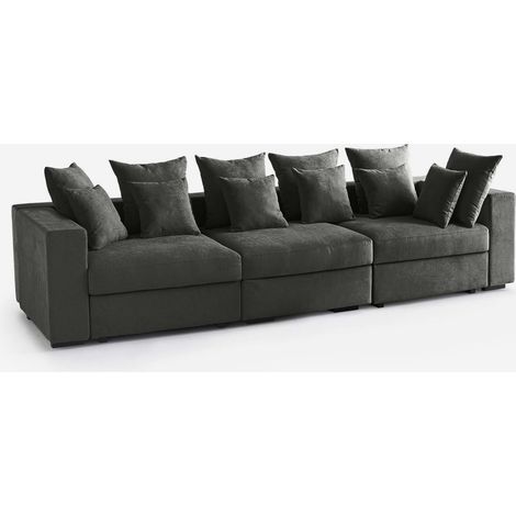 Divano 3 posti modulare sfoderabile con cuscini Made in Italy Cortina C - Grigio Scuro