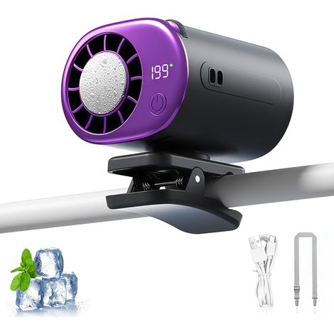 Ventilatore di climatizzazione per auto portatile a clip con affichage LED, rotazione di 360°, ricarica USB, ventilatore di rete gratuito (1/4)