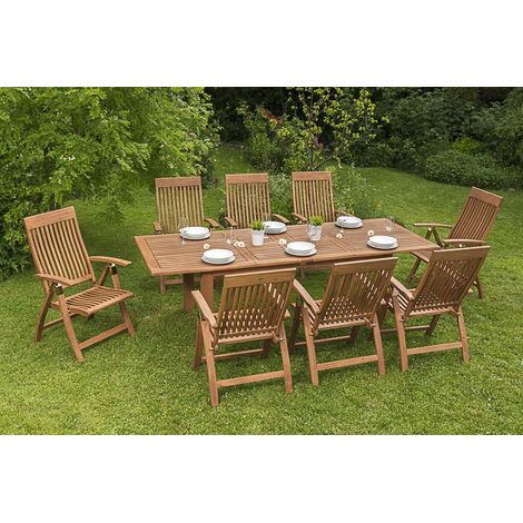 Comodoro Set 9tlg 8 Sessel Tisch 180(220/260)x100cm