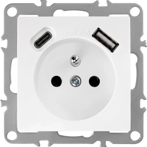 Toolight Single Grounded Socket + Usb-a Usb-c Oste Jnh004-g White (1/5)