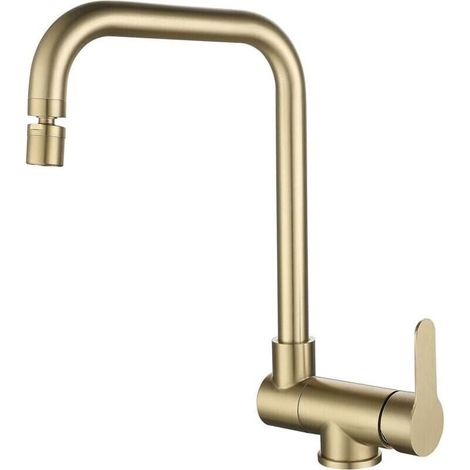 Grifo mezclador de cocina plegable, grifo de cocina plegable de acero inoxidable cepillado color oro, grifo plegable moderno