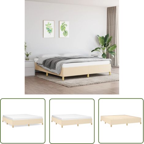 The Living Store Bettgestell ohne Matratze Creme 160x200 cm Stoff - Bettrahmen - Doppelbett - Cremefarbenes Bett - Boxspringbetten - Lattenrost (1/5)