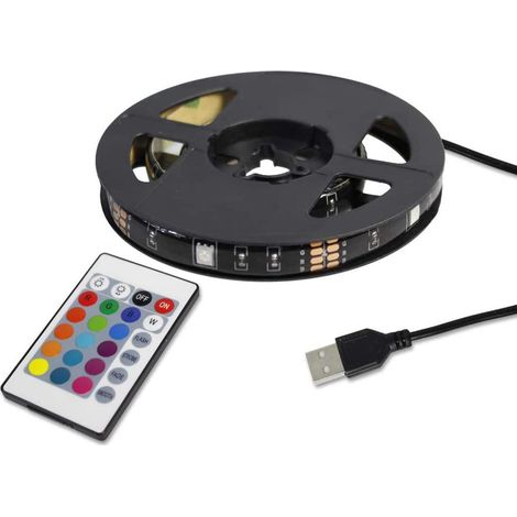 Striscia Led per tv monitor lcd 5 metri con alimentazione usb RGB 16 colori strip adesiva con telecomando (1/4)