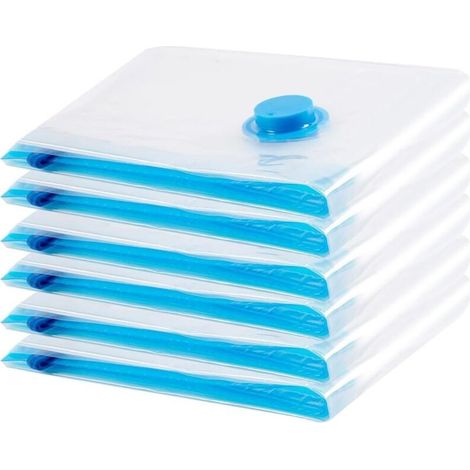 Sac de Rangement Sous Vide 6PCS,Sac sous vide Vetement Aspirateur,Compression Housse Aspirable Rangement Réutilisable pour Literie, Vêtements, Couettes, Matelas,Tente et Voyages(60 40CM) (1/5)