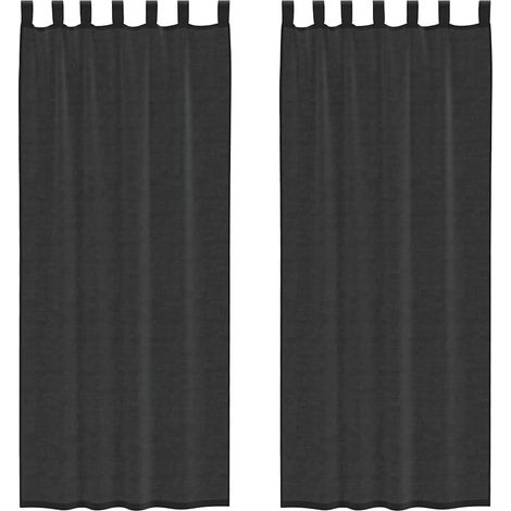Maison Exclusive - Voile Vorhänge mit Lasche 2 Stk. Schwarz
