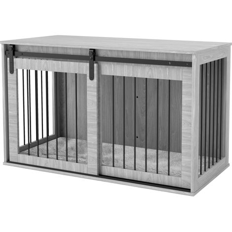118cm Dog Crate Furniture  Removable Cushion for Extra Large Dogs - Grey (1/5)