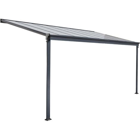 Home Deluxe – Toit de terrasse SOLIS gris 312x320 cm – Panneaux alvéolaires polycarbonate – Structure aluminium – Matériel de montage inclus (1/5)