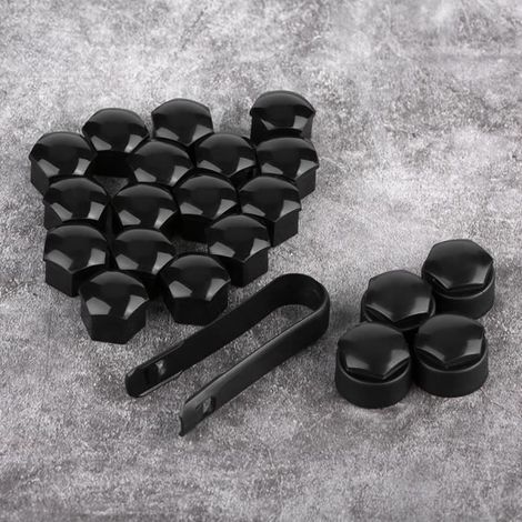 20 pcs 17mm Capuchons de Protection Couvercle d\'Écrou de Roue Voiture pour Audi Noir (1/4)