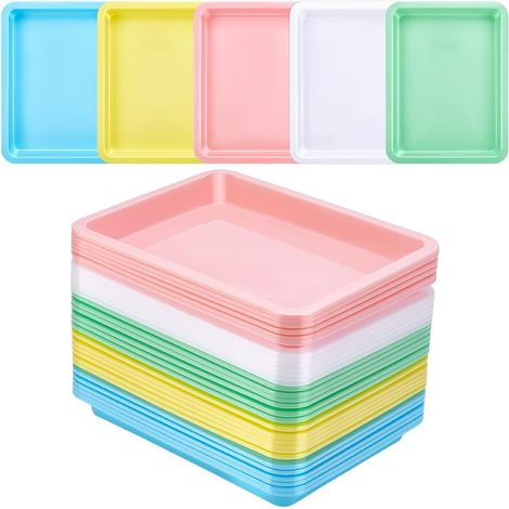 30 Plateau d'art en Plastique Bacs de Rangement Plats Empilables pour Activités Loisirs Créatifs Sable Projets de Bricolage Peinture Perles Fournitures D'Organisation 24.5x18.5cm 5 Couleur (1/5)