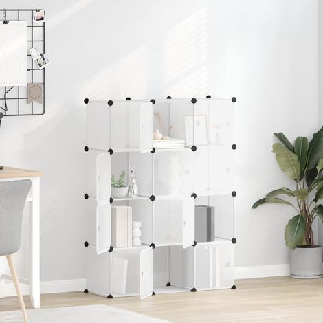 Organiseur de rangement en cube avec 12 cubes et portes en PP transparent (1/5)