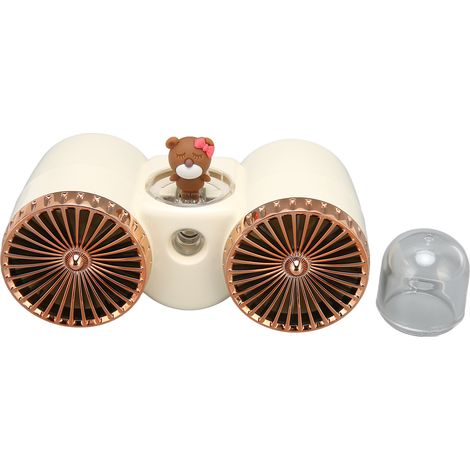 Doppelventilatoren, niedlich, USB-C-Schnellladefunktion, 3 Windgeschwindigkeiten, tragbarer Sprühventilator mit Nachtlicht für Studentenwohnheim/Schreibtisch, Beige (1/5)