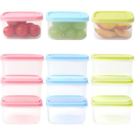 9 Pièces 200 ml Petits Boite Alimentaire Plastique avec Couvercles, Empilables Boite Hermetique Alimentaire Rectangulaires Boite De Conservation Alimentaire pour Yaourt, Fruits, Aliments,Collations (1/5)