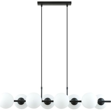 Lampadario RORY 8 luci opale nero metallo Emibig 115cm (1/4)
