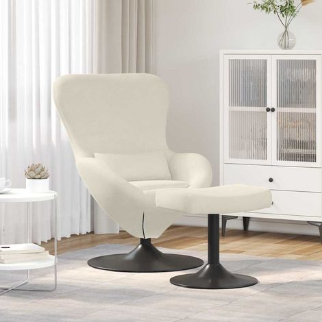 Eierstuhl mit Fußhocker Creme Samt
