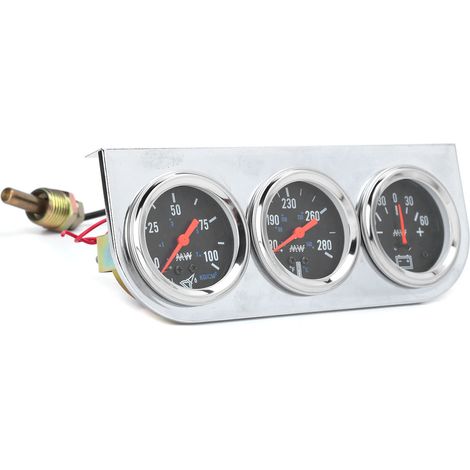 Jauge Triple 2in 3-en-1 Manomètre Température Eau, Pression Huile, Ampèremètre Universel 12V pour Auto, Bateau, Camion (1/5)
