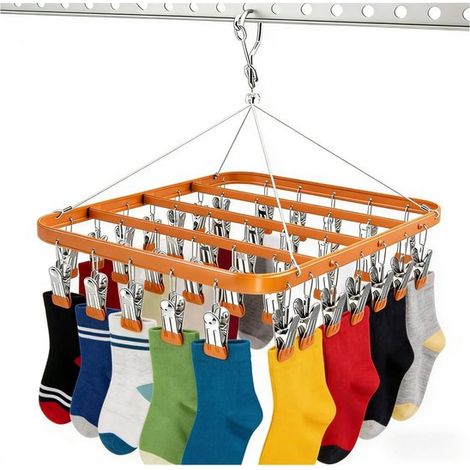 - Stendibiancheria con 36 clip - Stendibiancheria pieghevole - Ganci antivento - Clip in metallo resistenti - Rotazione a 360 gradi - Stendibiancheria (1/5)