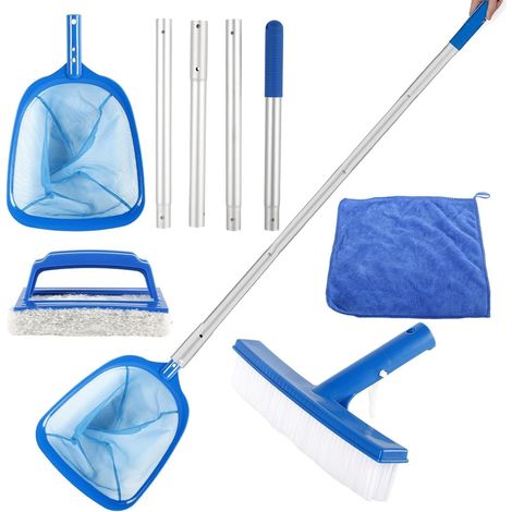 Swimming Pool Cleaning Kit Extra Fine Mesh with 146 cm Telescopic Adjustable Pool Brush and Cleaning Cloths for Ponds, Hot Tubs, Paddling Pools (1/5)