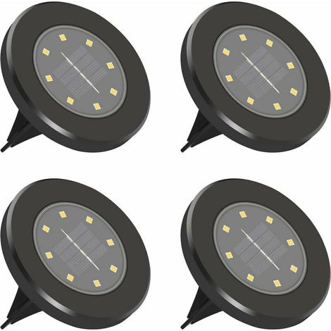 Lampe Solaire Extérieur, 8 LED 4 Pack Eclairage Solaire Exterieur Etanche IP65 Pelouse Lumière Decorative, Détecteur de Mouvement Spot Solaire pour Jardin, Cour, Extérieur, Allée, Maison Rond (1/5)