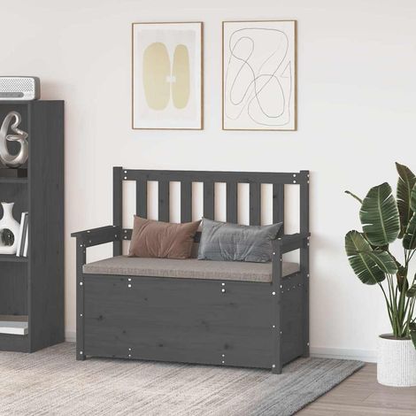 vidaXL Banc Gris 112,5x51,5x96,5 cm Bois de pin massif (1/5)