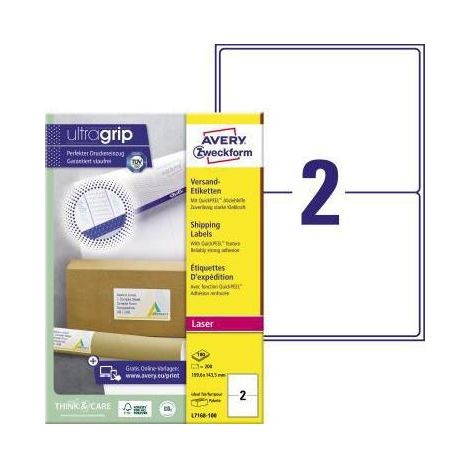 AVERY ZWECKFORM Adressetikett Avery Zweckform ultragrip 199,6 x 143,5 mm (B x H) Papier weiß 200 Etik./Pack. (1/4)