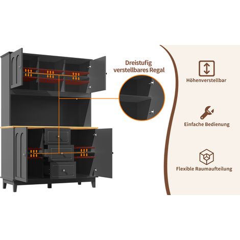 Armoire haute en MDF avec éclairage LED multicolore contrôlé par application, 4 portes (1/5)