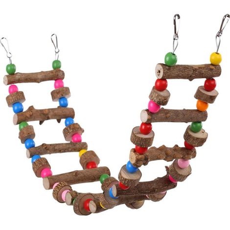 Jouet pour perroquet, structure d'escalade, hamac, accessoires pour cage à oiseaux, accessoires pour balançoire, échelle, échelle en bois, échelle balançoire, accessoires pour oiseaux en bois